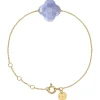 BRACELET OR JAUNE TREFLE AGATE BLEUE DENTELLE