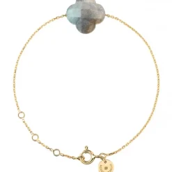 BRACELET OR JAUNE TREFLE LABRADORITE