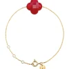 BRACELET OR JAUNE TREFLE QUARTZ ROUGE