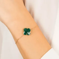 BRACELET VICTORIA AGATE VERTE OR JAUNE