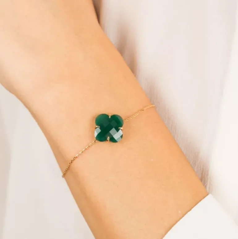 BRACELET VICTORIA AGATE VERTE OR JAUNE
