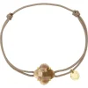 BRACELET VICTORIA CORDON BEIGE DORE PIERRE DE SOLEIL OR JAUNE