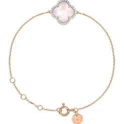 BRACELET VICTORIA DIAMANTS QUARTZ ROSE MILKY + DIAMANTS OR ROSE