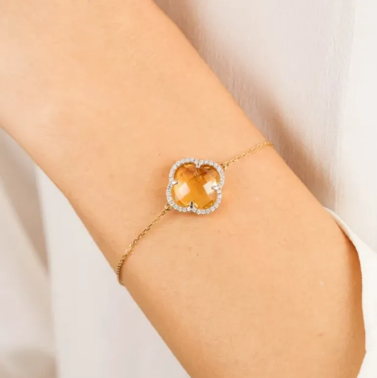 BRACELET VICTORIA DIAMANTS CITRINE + DIAMANTS OR JAUNE