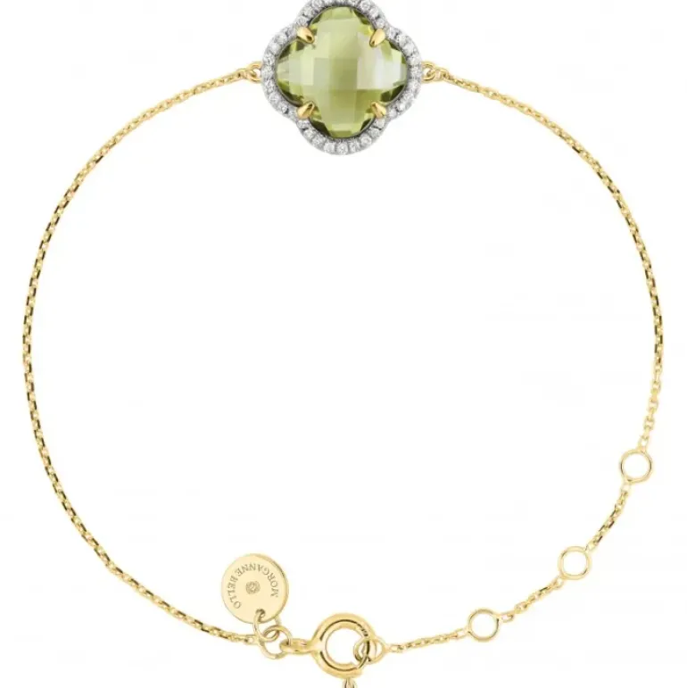 BRACELET VICTORIA DIAMANTS QUARTZ OLIVE + DIAMANTS OR JAUNE