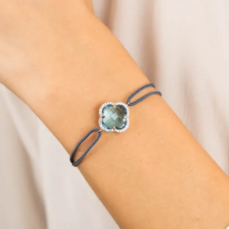 BRACELET VICTORIA DIAMANT CORDON BLEU JEAN TOPAZE (swiss blue) OR JAUNE