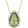COLLIER ALMA QUARTZ OLIVE ET DIAMANTS OR JAUNE