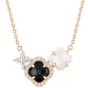 COLLIER BOUQUET ONYX & DIAMANTS ET NACRE BLANCHE + DIAMANTS OR ROSE