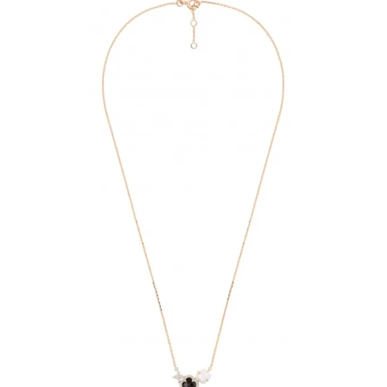 COLLIER BOUQUET ONYX & DIAMANTS ET NACRE BLANCHE + DIAMANTS OR ROSE