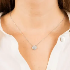 COLLIER CHANCE DIAMANTS SERTIS OR BLANC