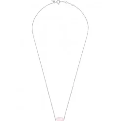 COLLIER OR BLANC COUSSIN QUARTZ ROSE POUDRE