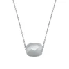 COLLIER OR BLANC COUSSIN PIERRE DE LUNE GRISE