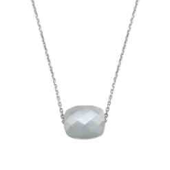 COLLIER OR BLANC COUSSIN PIERRE DE LUNE GRISE