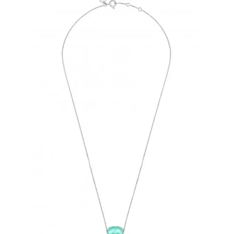 COLLIER OR BLANC COUSSIN AMAZONITE