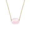 COLLIER OR JAUNE COUSSIN QUARTZ ROSE POUDRE
