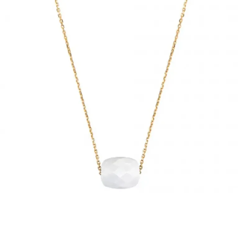 COLLIER OR JAUNE COUSSIN AGATE BLANCHE