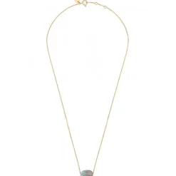 COLLIER OR JAUNE COUSSIN LABRADORITE