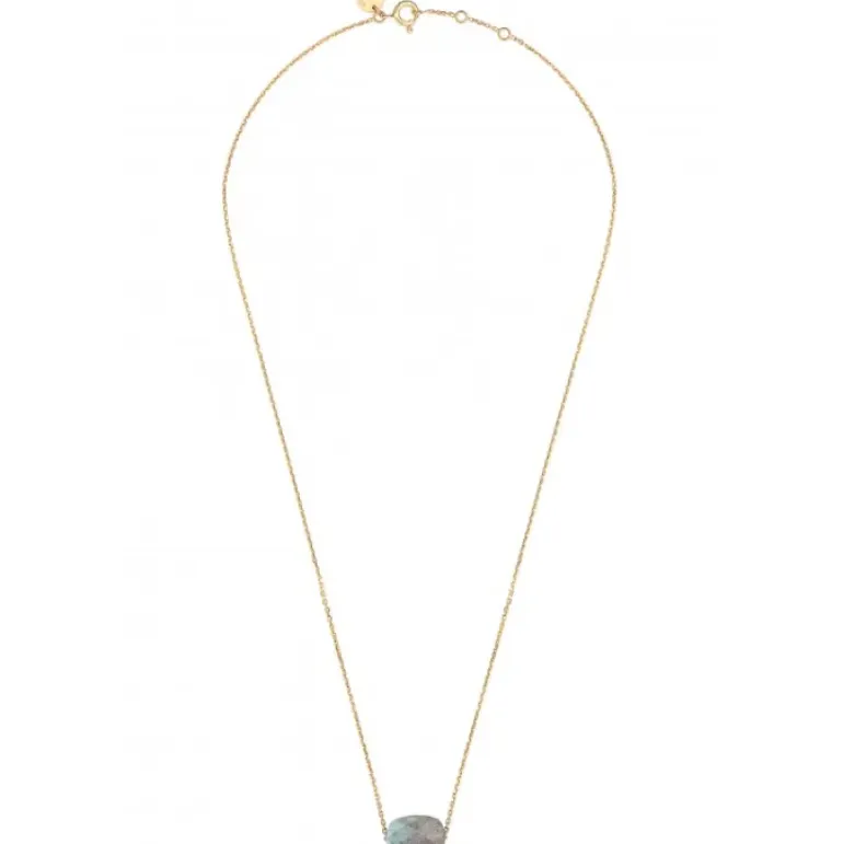 COLLIER OR JAUNE COUSSIN LABRADORITE