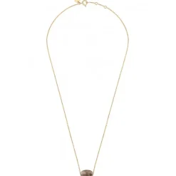 COLLIER OR JAUNE COUSSIN QUARTZ FUME