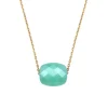 COLLIER OR JAUNE COUSSIN AMAZONITE