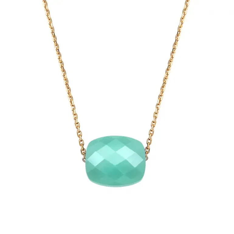 COLLIER OR JAUNE COUSSIN AMAZONITE
