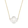 COLLIER OR JAUNE TREFLE AGATE BLANCHE