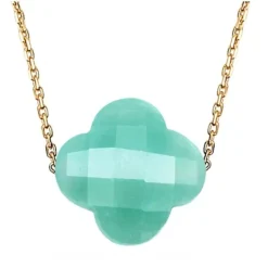 COLLIER OR JAUNE TREFLE AMAZONITE