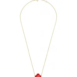 COLLIER OR JAUNE TREFLE CORNALINE