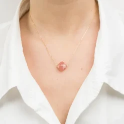 COLLIER OR JAUNE TREFLE QUARTZ GUAVA