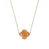 COLLIER OR JAUNE TRÈFLE PIERRE DE SOLEIL DORÉ