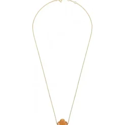 COLLIER OR JAUNE TRÈFLE PIERRE DE SOLEIL DORÉ