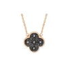 COLLIER OR ROSE TRÈFLE SERTI DIAMANTS NOIRS