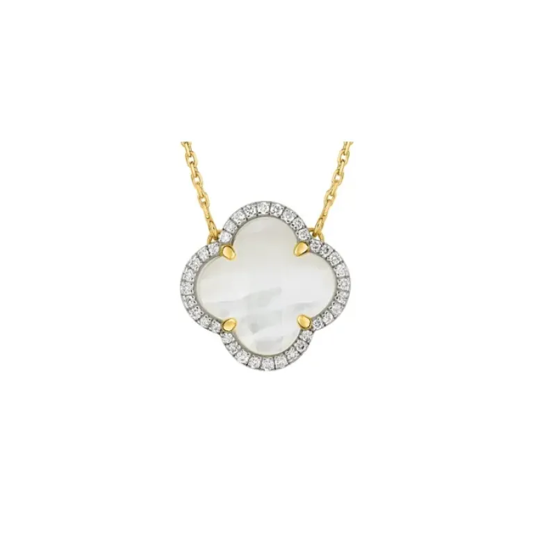 COLLIER VICTORIA DIAMANTS NACRE BLANCHE + DIAMANTS OR JAUNE