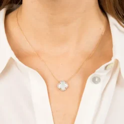 COLLIER VICTORIA DIAMANTS NACRE BLANCHE + DIAMANTS OR JAUNE