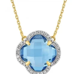 COLLIER VICTORIA DIAMANTS TOPAZE (swiss blue) + DIAMANTS OR JAUNE