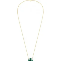 COLLIER VICTORIA LYS GRANDE AGATE VERTE ET DIAMANTS OR JAUNE