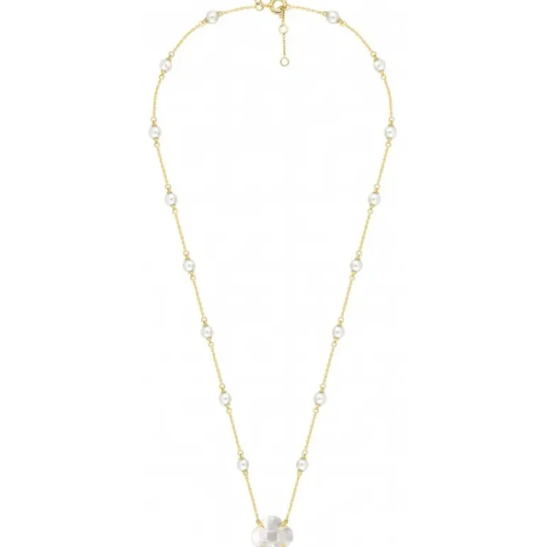 COLLIER VICTORIA PERLES ET NACRE BLANCHE OR JAUNE