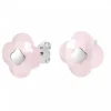 PUCES D'OREILLES OR BLANC QUARTZ ROSE POUDRE