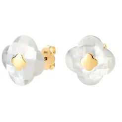 PUCES D'OREILLES OR JAUNE NACRE BLANCHE